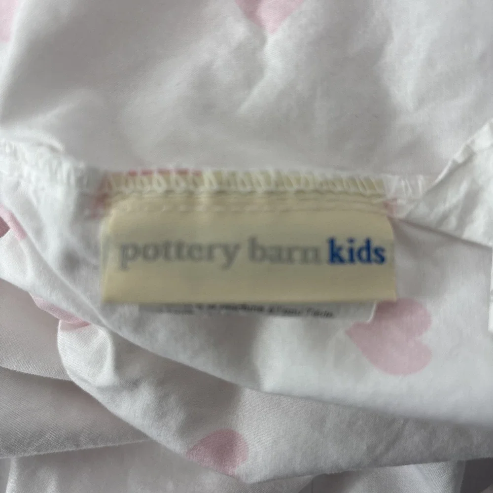 Pottery Barn Kids Crib‎ Organic cotton Fitted Sheet Pink Hearts EUC 1 pc